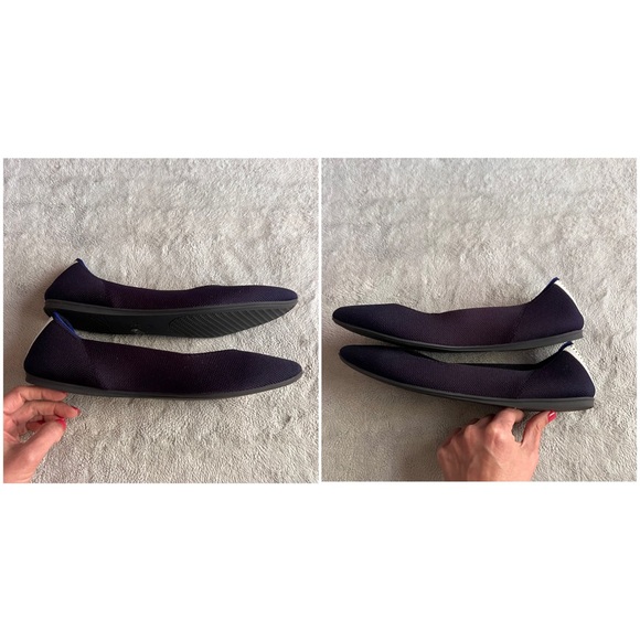 Rothy's The Square Knit Ballet Flat Heel Stripe Navy Blue Sz 10.5 - Picture 5 of 13